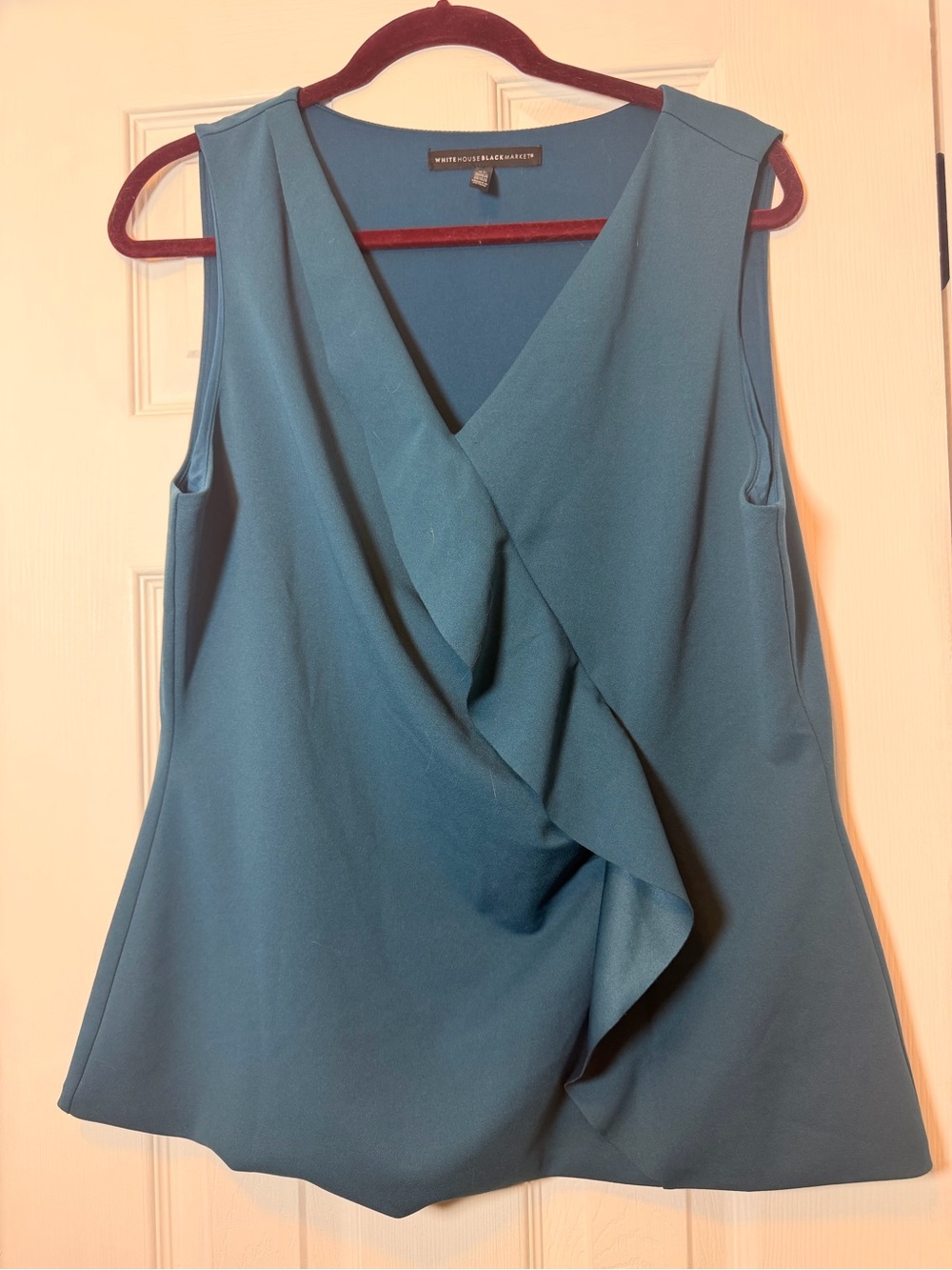 White House Black Market Teal Sleeveless Faux-Wrap Camisole